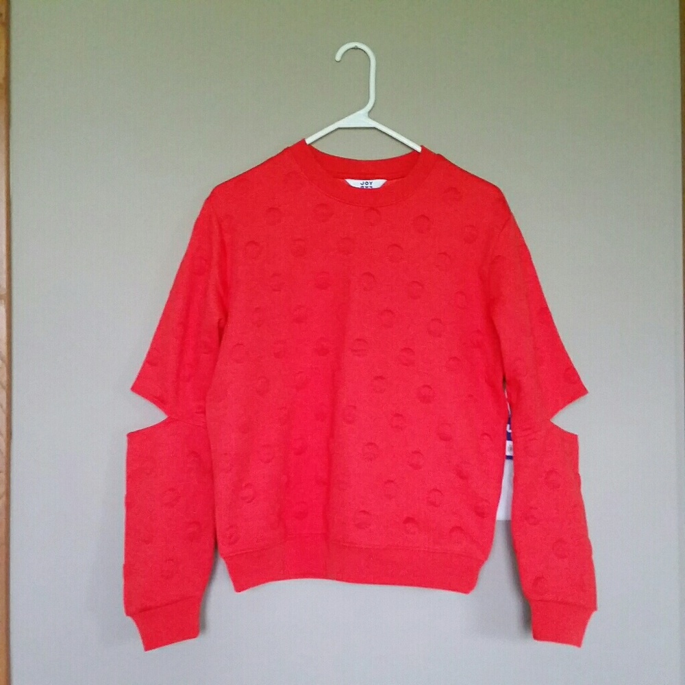 Joy Lab orange polka dot pullover w/elbow cutouts